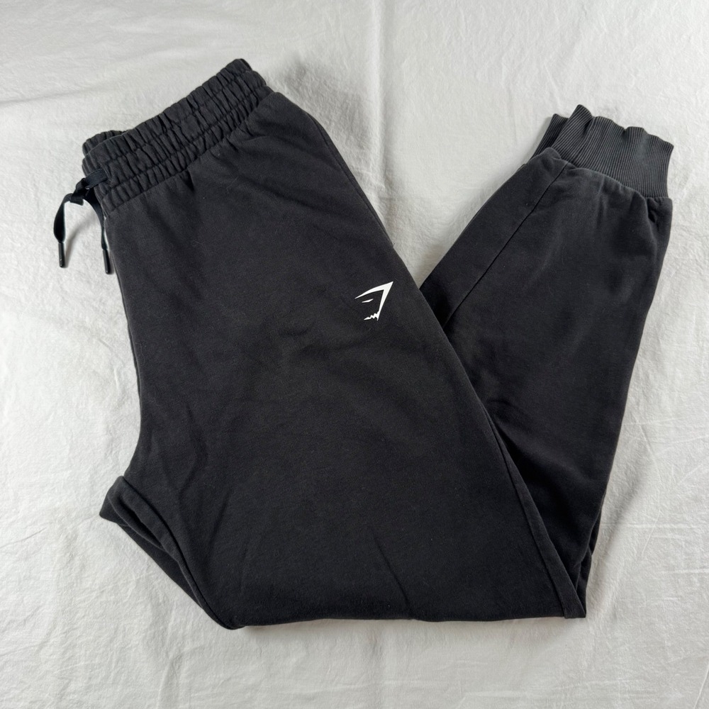 Gymshark Men's Size S Black Crest Joggers Cuffed Ankle B1A3V-BBBB-S-BW1